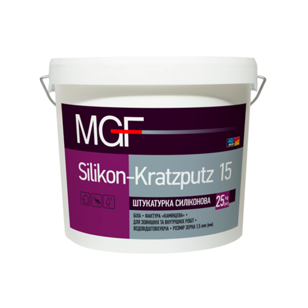 MGF Silikon-Kratzputz 15 Штукатурка Баранець біла декоративна силіконова 1.5 мм, 25 кг