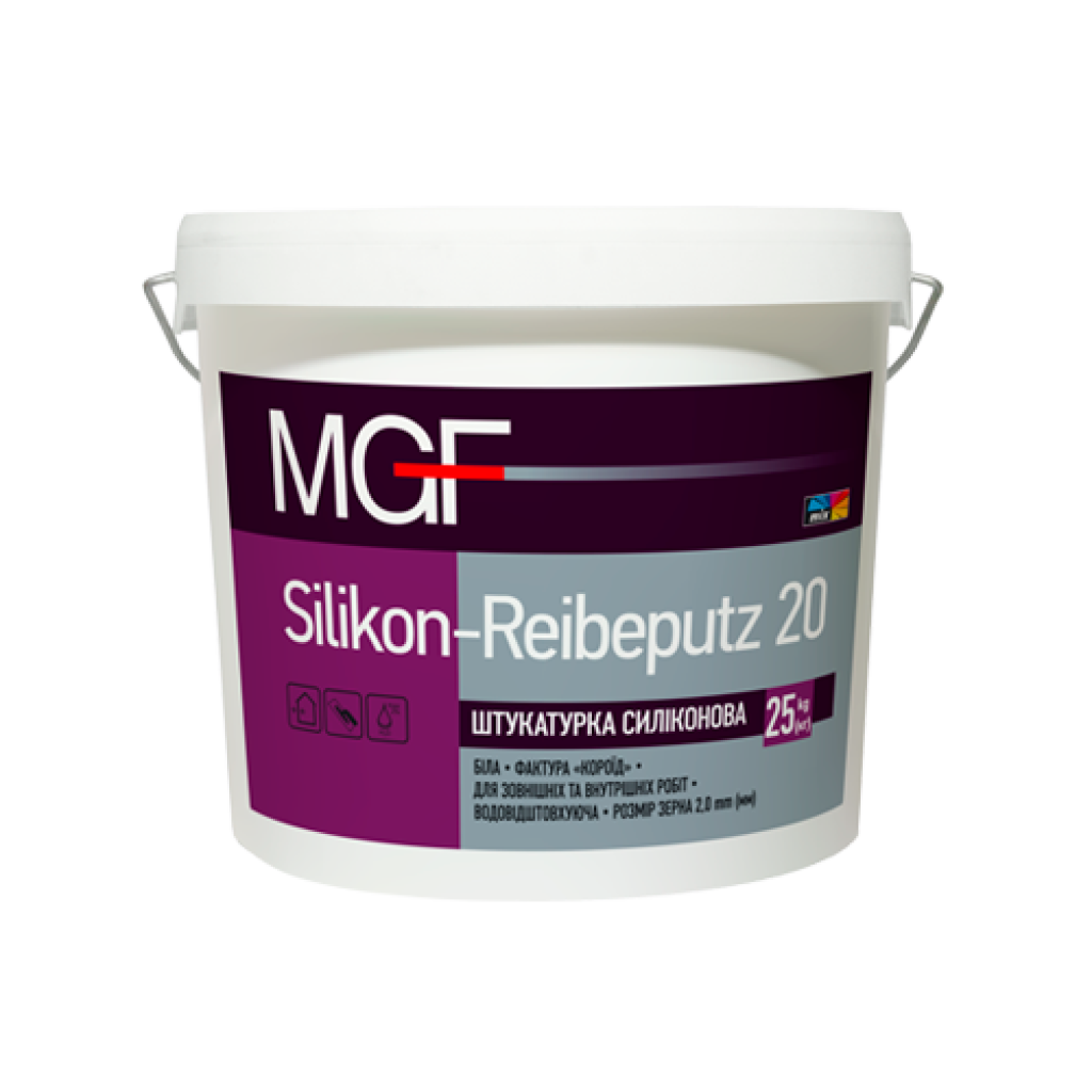 MGF Silikon-Reibeputz 20 Штукатурка Короед белая декоративная силиконовая, 25 кг