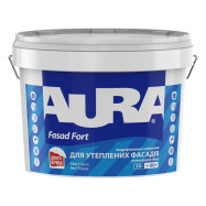 Aura Fasad Fort Силікон-акрилова фасадна і інтер’єрна фарба, біла і прозора, 9 і 10 л