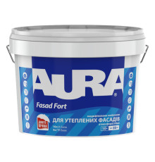Aura Fasad Fort Силікон-акрилова фасадна і інтер’єрна фарба, біла і прозора, 9 і 10 л