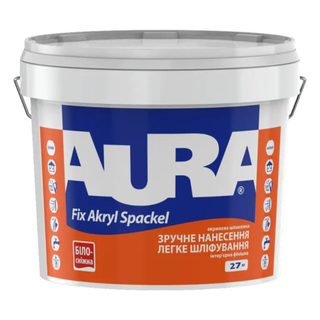Aura Fix Akryl Spaсkel Шпаклевка акриловая интерьерная, 27 кг