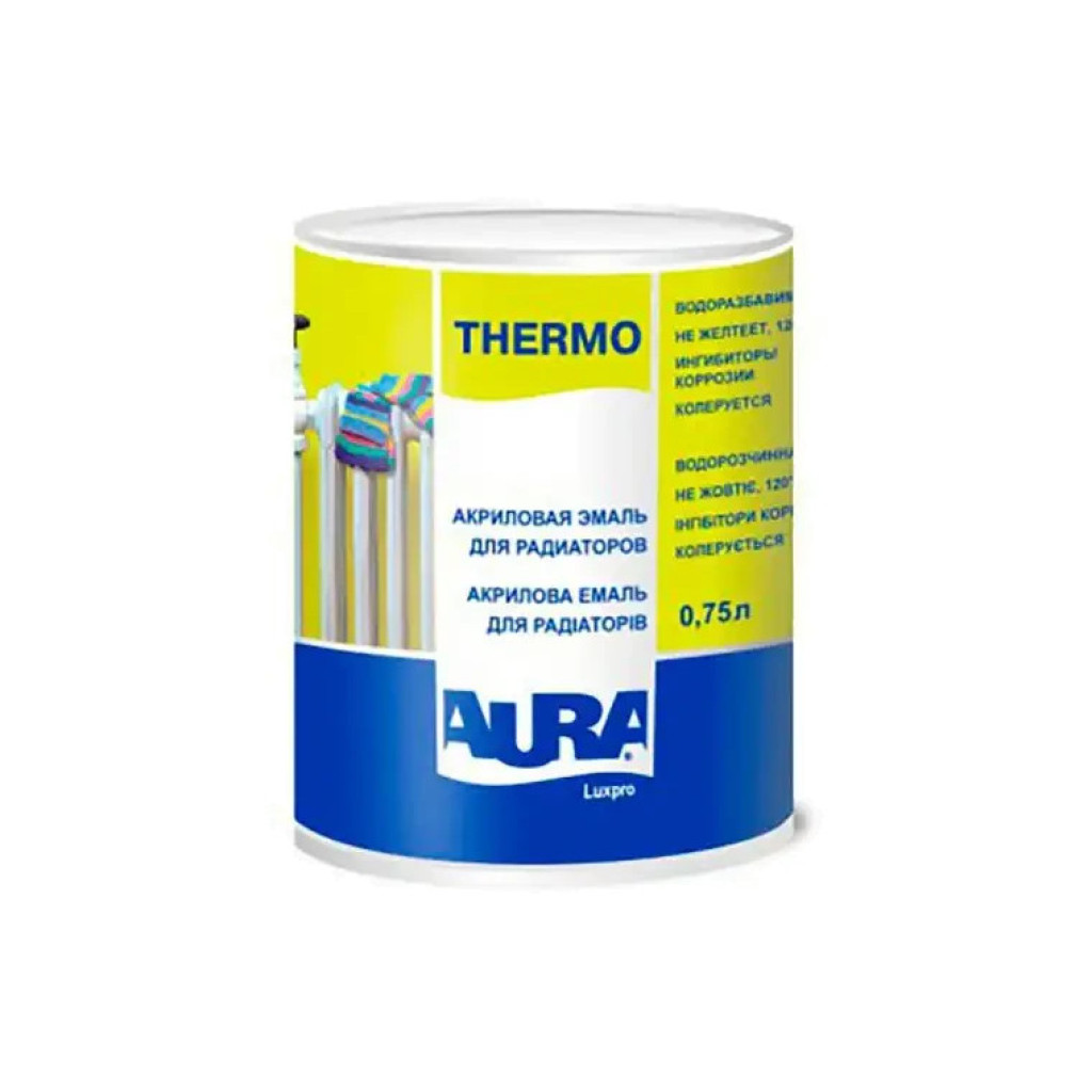 Aura Luxpro Thermo Эмаль акриловая белая радиаторная (матовая и глянцевая), 0.75 л