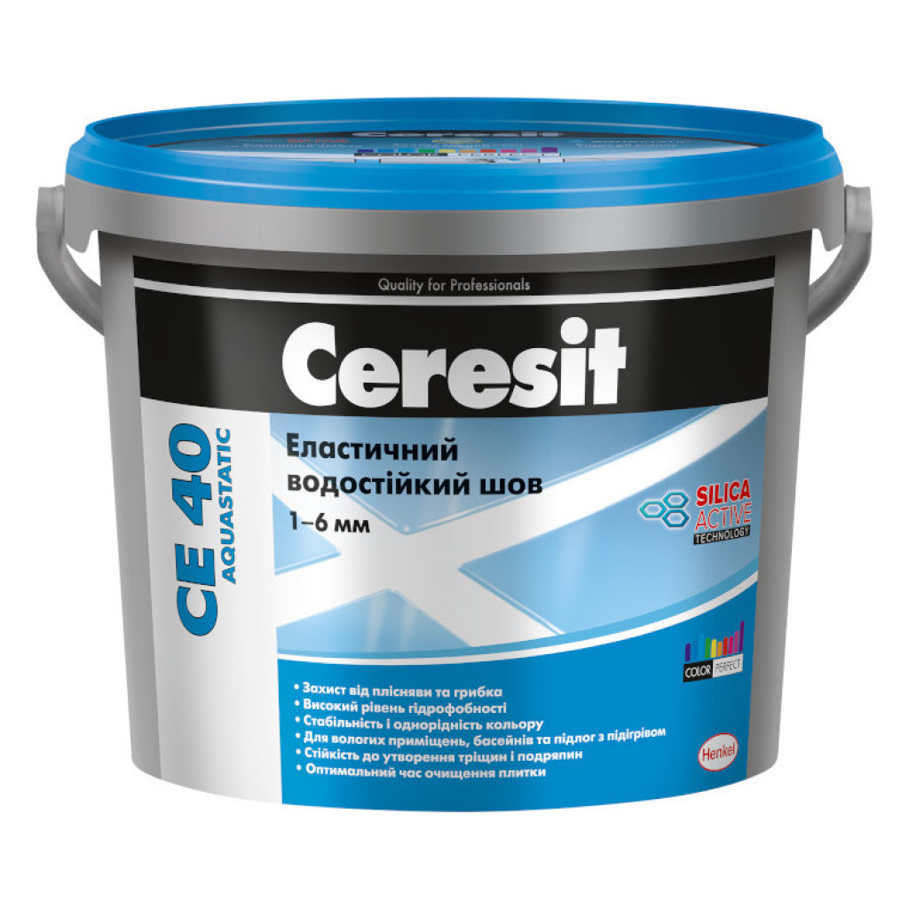 Ceresit CE-40 Aquastatic Водостойкая затирка для швов плитки до 6 мм, 2 и 5 кг