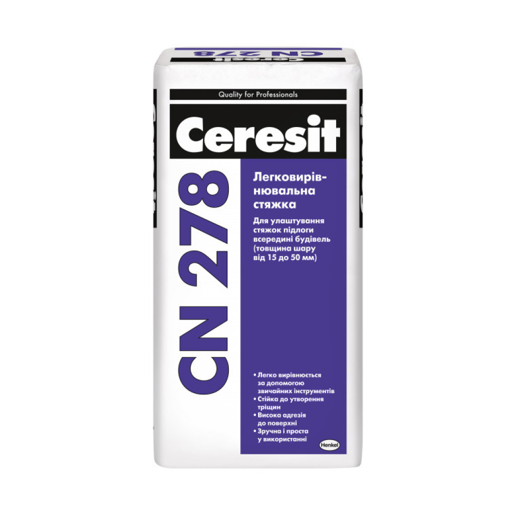 Ceresit СN-278 Легковыравнивающая смесь для стяжек,15-50 мм, 25 кг