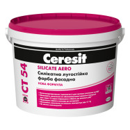 Ceresit CT 54 Silicate Aero Силікатна лугостійка фасадна і інтер’єрна фарба, база A і C, 10 л