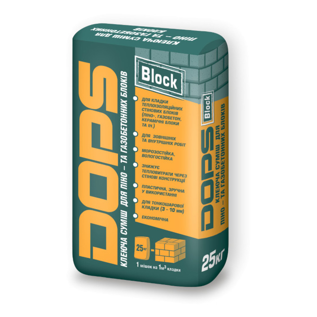 Dops Block Клеевая смесь для газоблоков, 25 кг