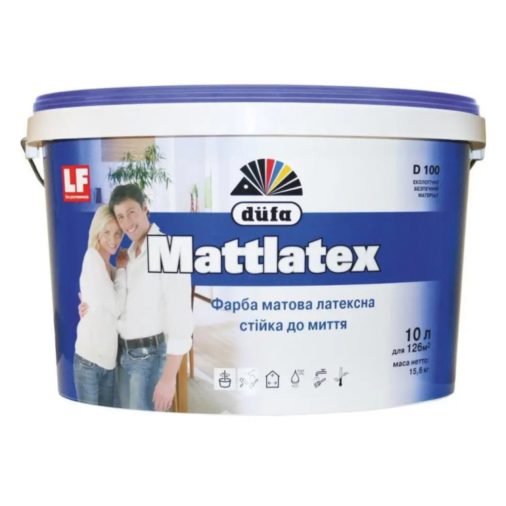 Dufa Mattlatex D100 Латексная белая краска для внутренних работ, 10 л