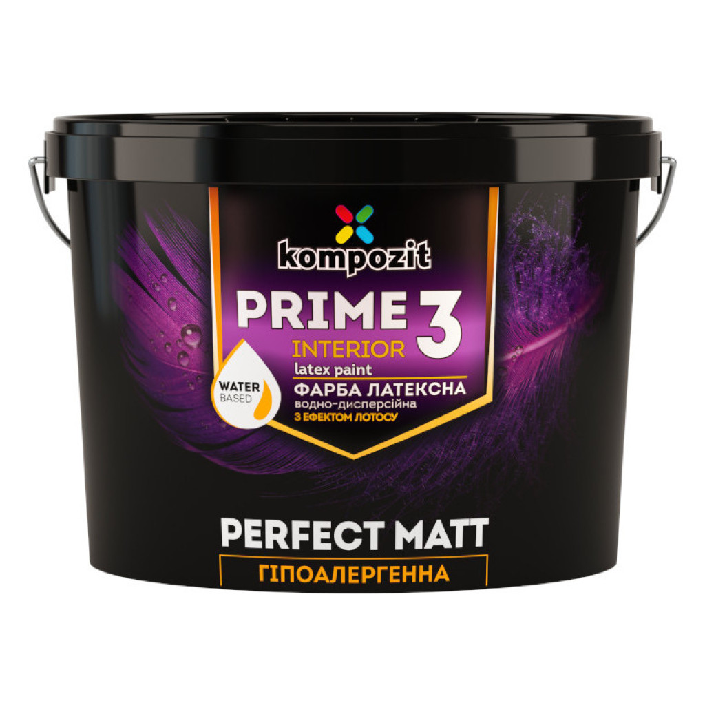 Kompozit Prime 3 Латексная белая краска для внутренних работ, 9 л
