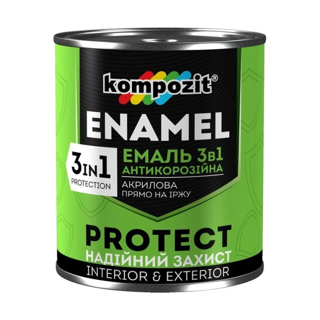 Kompozit Protect Эмаль антикоррозионная 3 в 1 (серая, белая, графит, коричневая, черная, коричневая), 2.7 кг