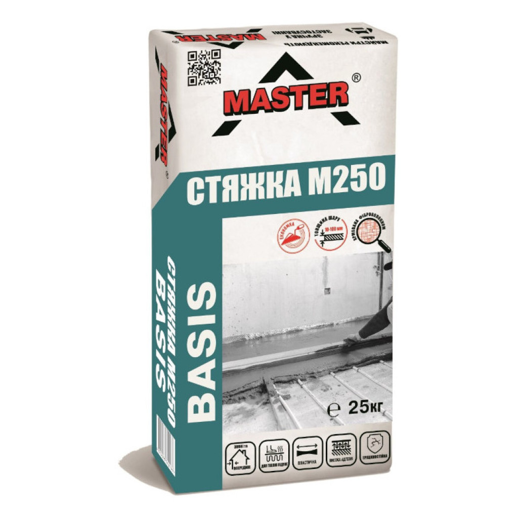 Master Basis Стяжка цементная для пола, 10-100 мм, 25 кг