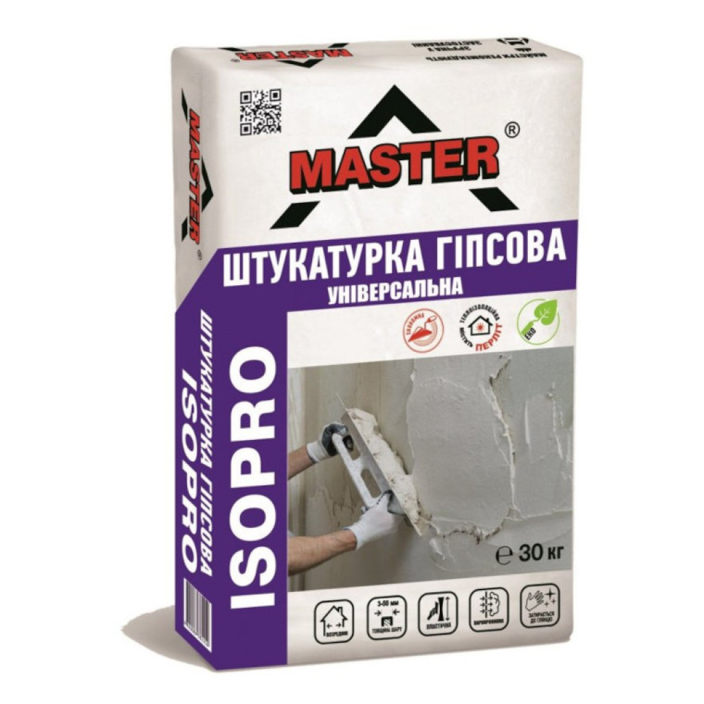 Master Isopro Гіпсова штукатурка з перлітом універсальна, 30 кг