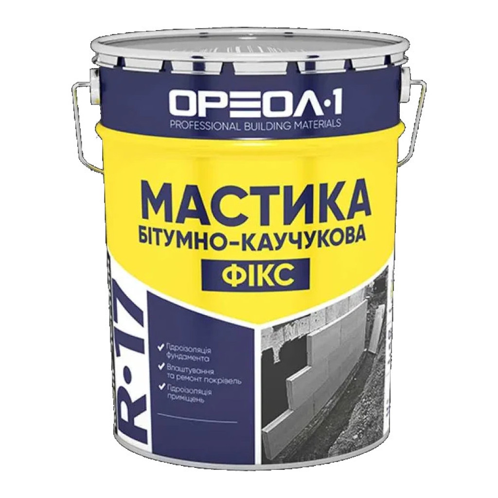 Ореол-1 Фикс Мастика битумно-каучуковая для вертикальных поверхностей, 25 кг