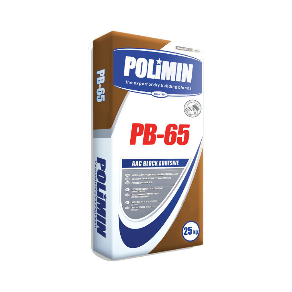 Polimin PB-65 Клей белый для газобетона, 25 кг