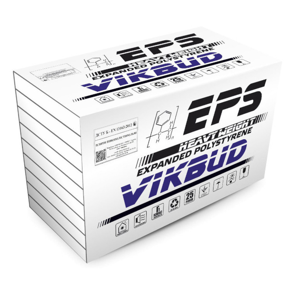 VikBud EPS 80 Heavy weight Пенопласт, 1000*500*50 и 1000*500*100 мм