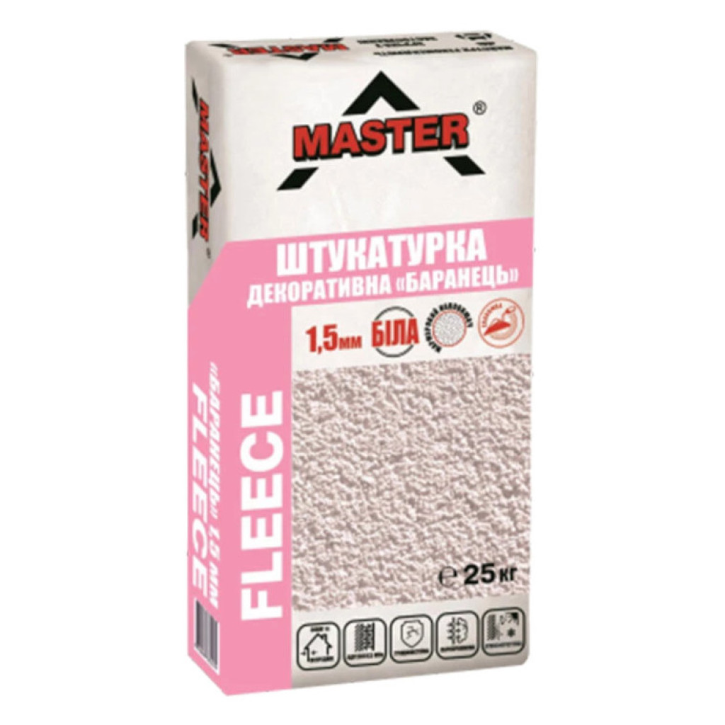Master Fleece Штукатурка Баранець декоративна біла 1.5 і 2 мм, 25 кг