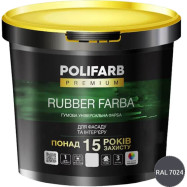 Polifarb Rubber Farba Акрилова гумова фарба для зовнішніх і внутрішніх робіт, графітова, 12 кг