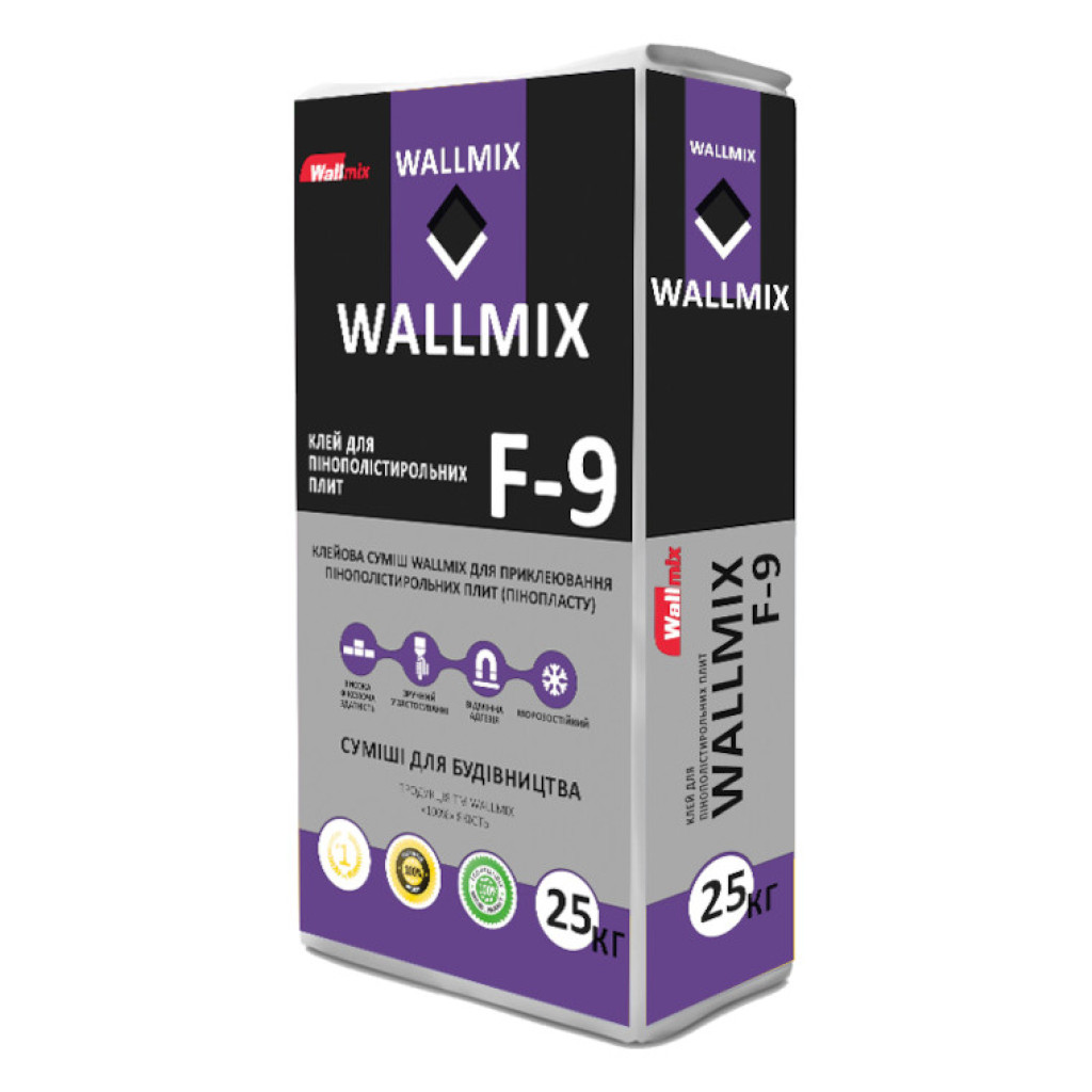 Wallmix F-9 Клей для утепления фасада пенопластом и пенополистиролом, 25 кг.