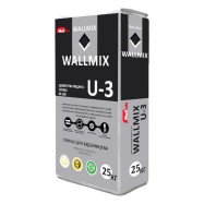 Wallmix U-3 ЦПС М-100 Смесь цементно-песчаная для кладки, оштукатуривания и стяжки, 25 кг 