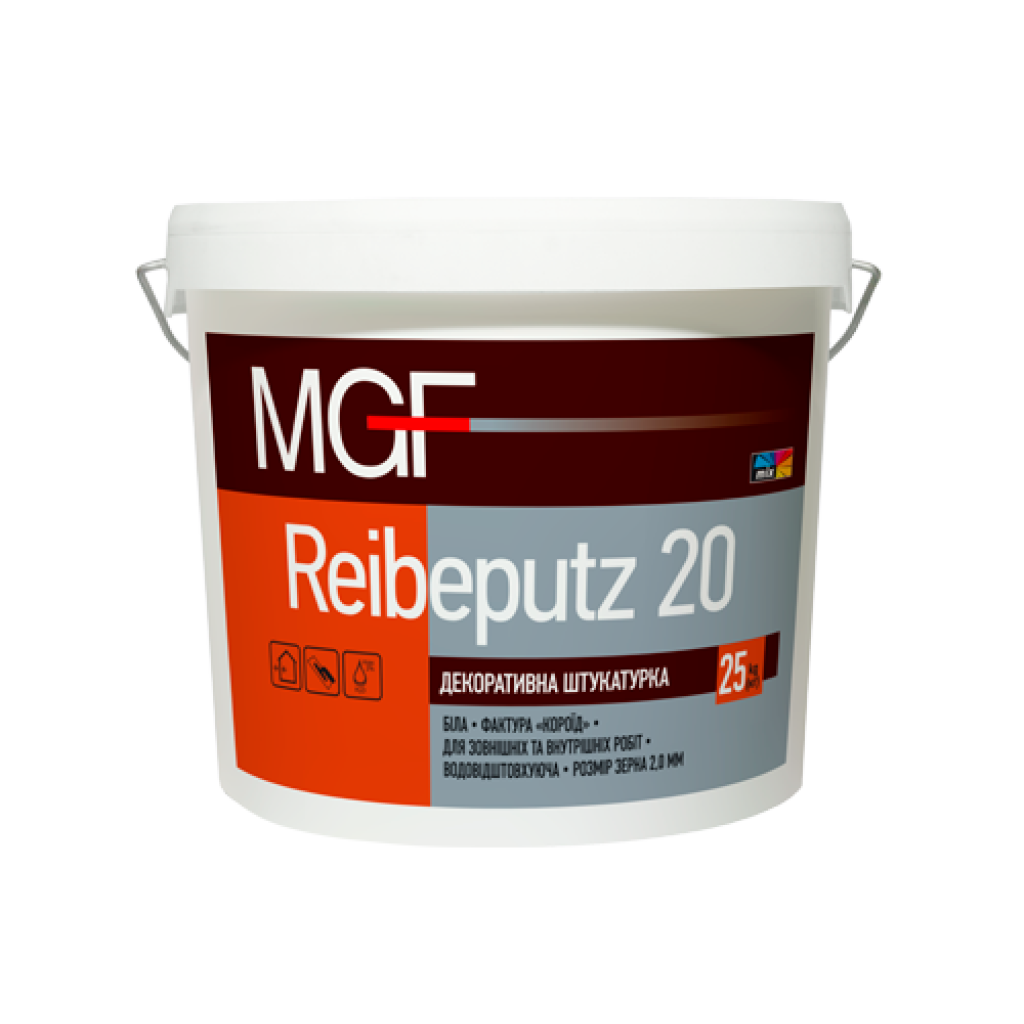 MGF Reibeputz 20 Штукатурка Короед белая декоративная акриловая, 25 кг
